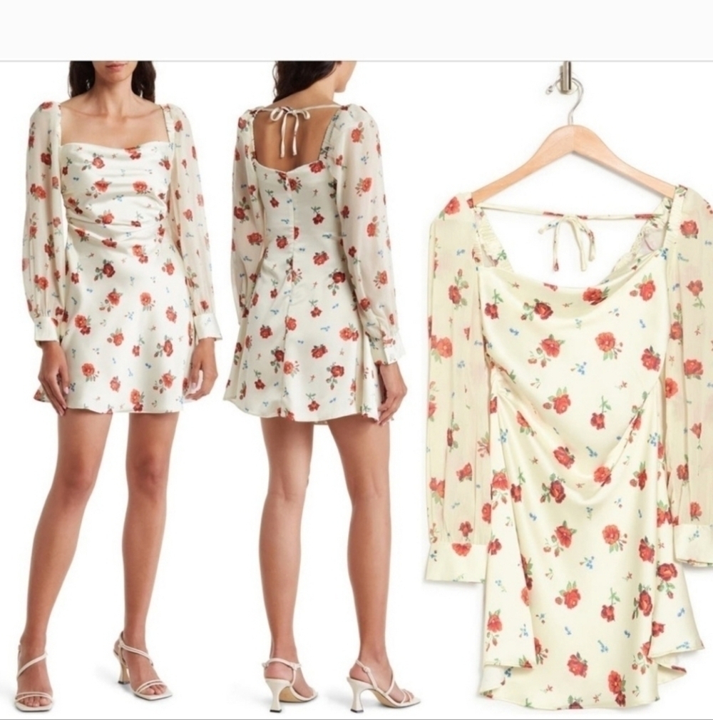 NWT We Wore What Floral Long Sleeve Mini Dress Size 4